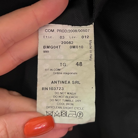 Armani Collezioni Black Wool Blazer Made in Italy Size 12 Button Up Ruffles - Picture 9 of 13